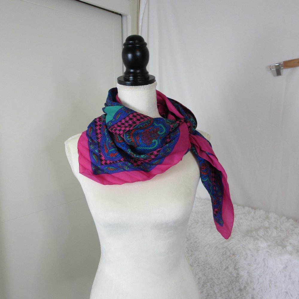 Axcess Vintage Square Scarf Pink Purple Emerald Green The Limited